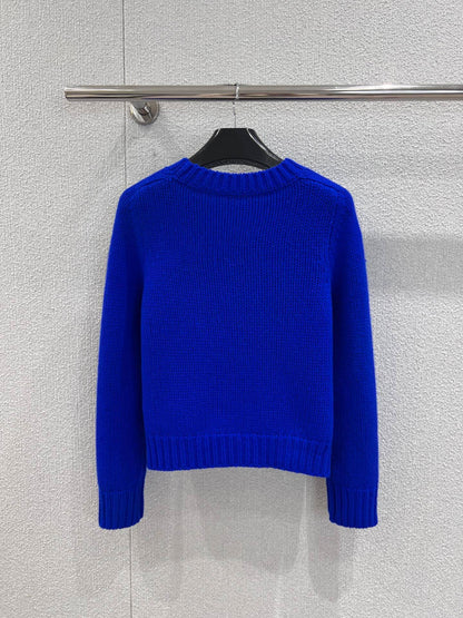 Winter Klein Blue Safety Pin Knit Sweater Soft Cloud