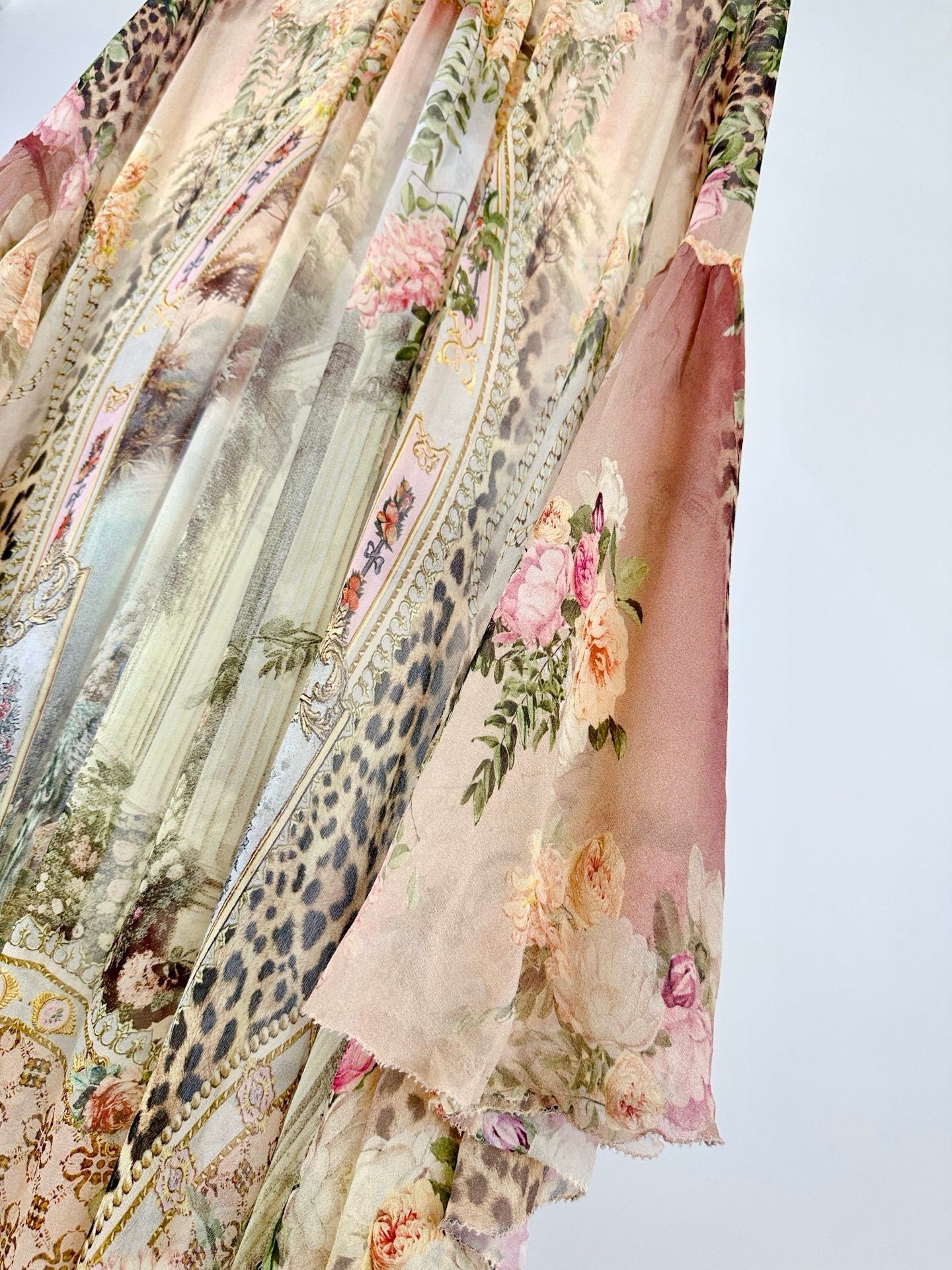 High-Neck Ruffled Batwing Sleeve Loose Long Dress