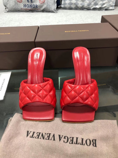 BV Women’s 2020 Spring Embroidered Sheepskin High-Heeled Slippers