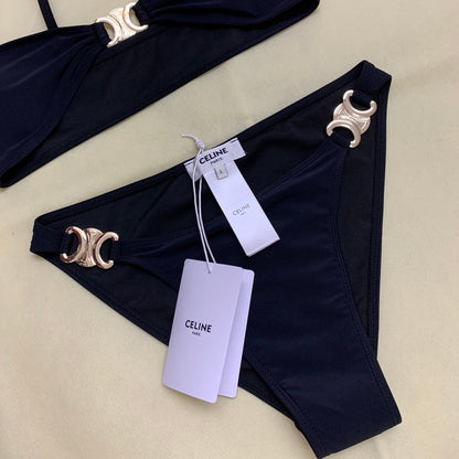 Triomphe Metal Accent Lingerie Set Halter Bra