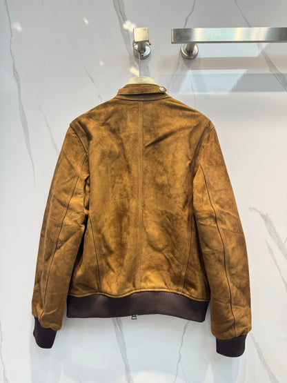 Early Spring Suede Lambskin Jacket Stand Collar