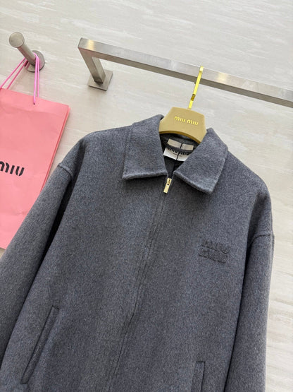 Double-Faced Wool Jacket Retro Preppy Elegance