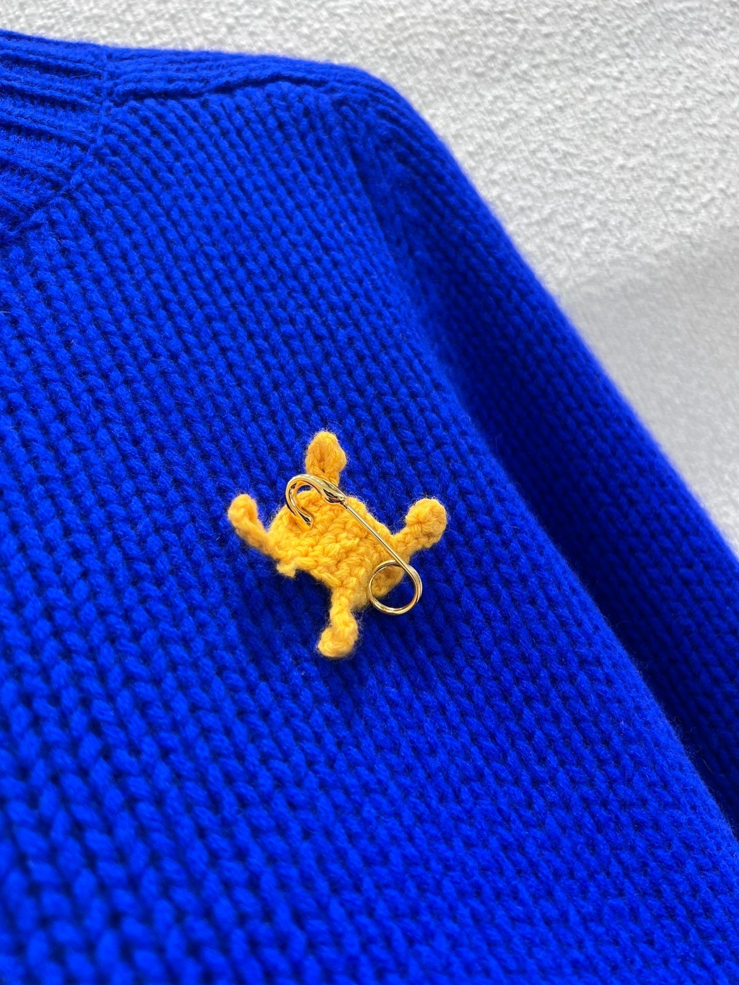 Winter Klein Blue Safety Pin Knit Sweater Soft Cloud