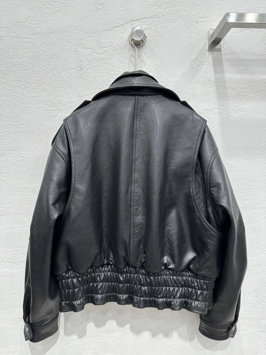 Early Spring Punk Bubble Leather Lambskin Motorcycle Jacket