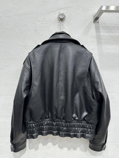 Early Spring Punk Bubble Leather Lambskin Motorcycle Jacket