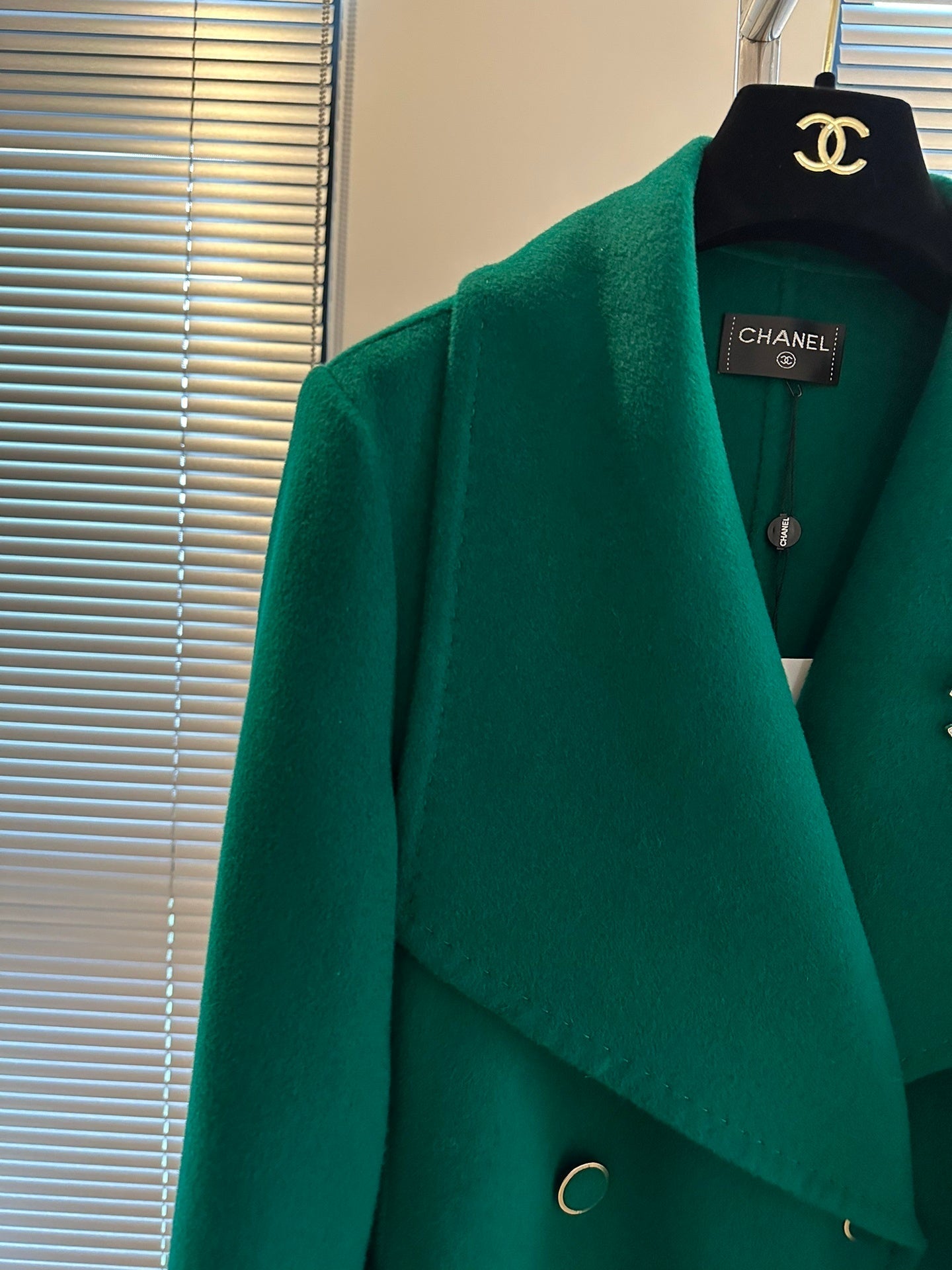 Green Double-Breasted Wool Coat