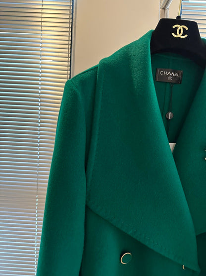 Green Double-Breasted Wool Coat