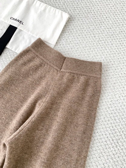 Camel Cable Knit Coarsehair Pants