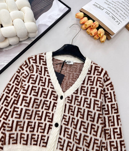 Kids Beige & White Classic Cotton Cardigan