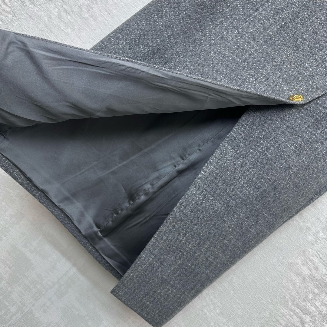 Winter Wool Dress Jacket & Skirt Set Round Neck