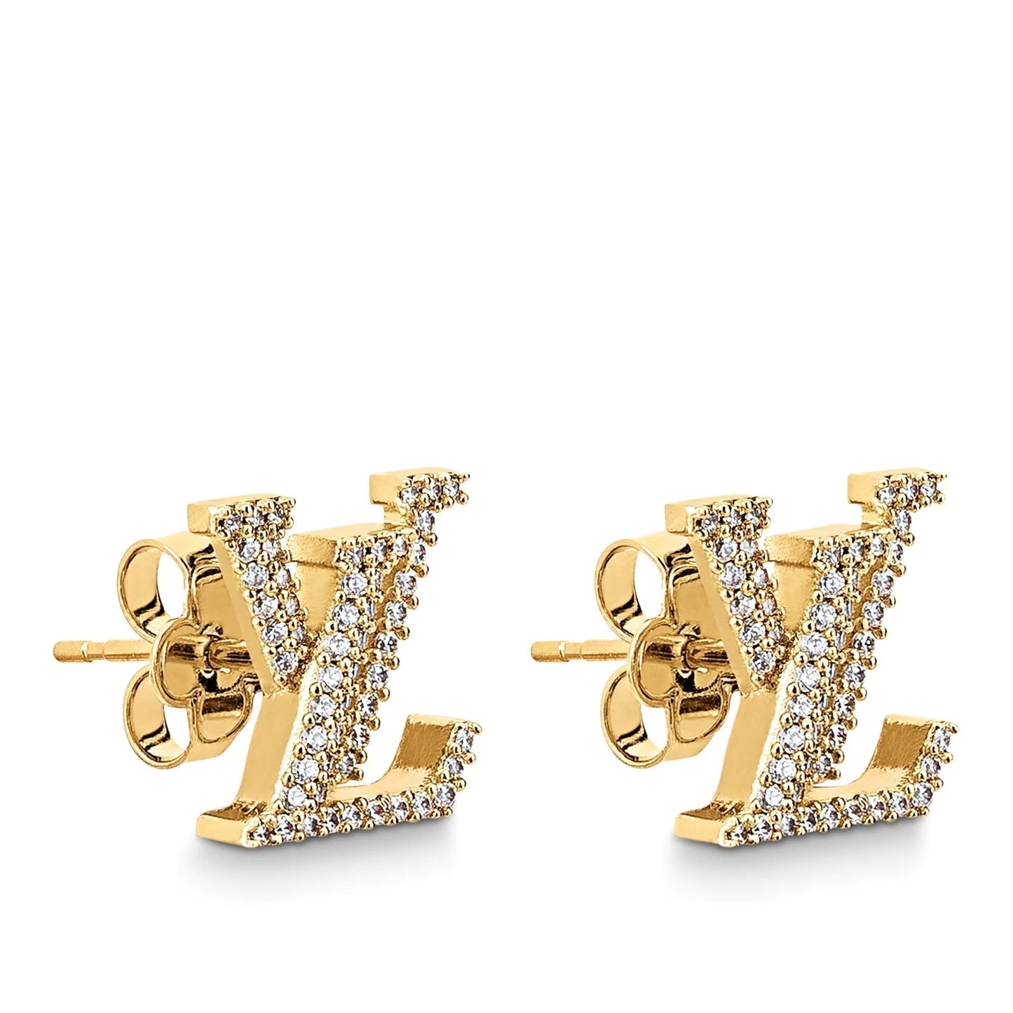 LV Logo Diamond Stud Earrings