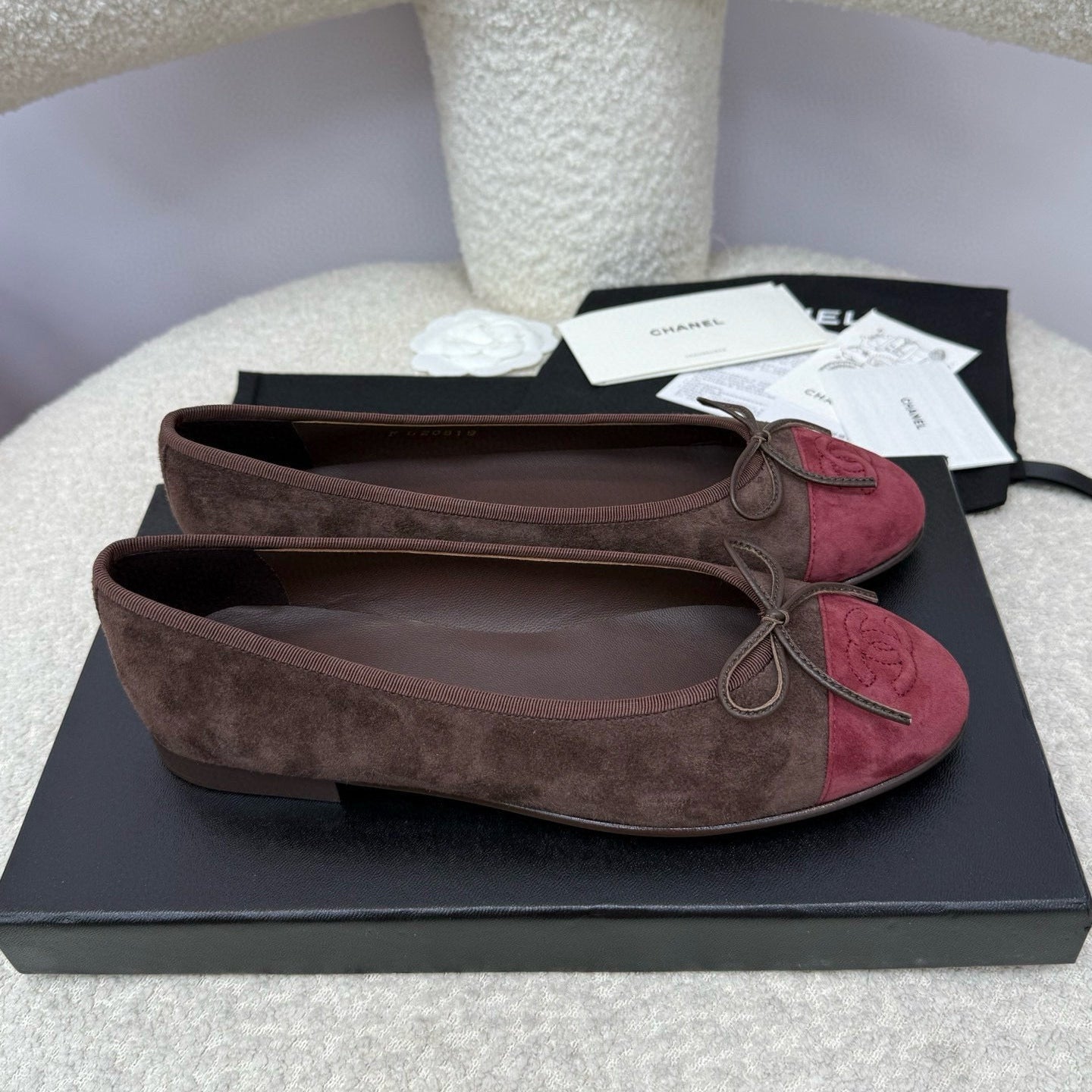CC 25A Ballet Flat Chocolate Dark Red Suede