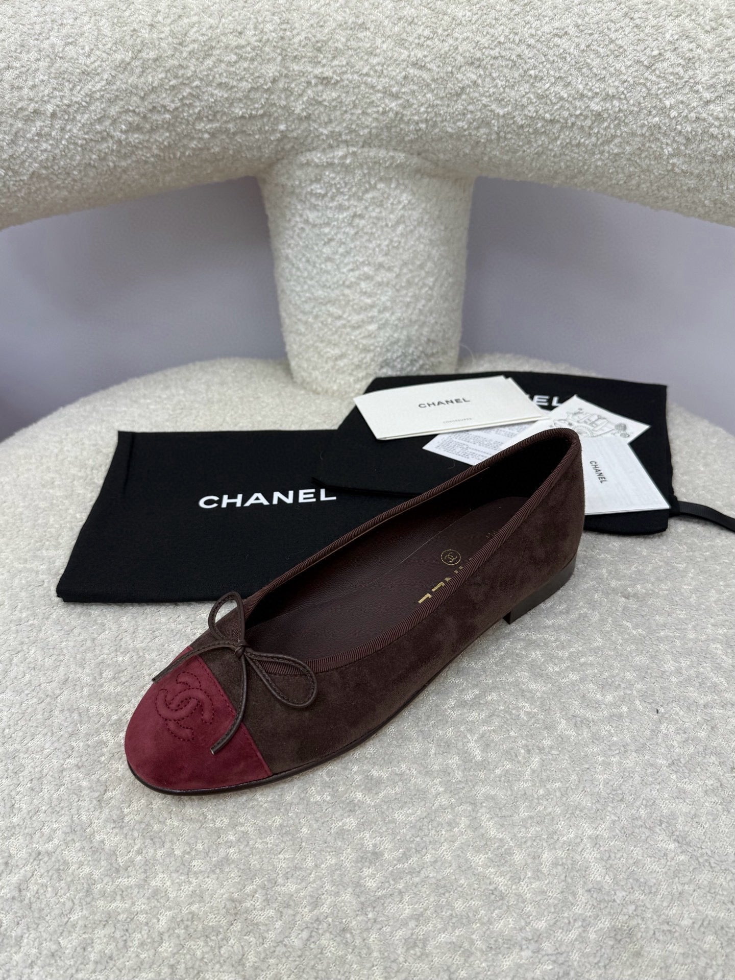 CC 25A Ballet Flat Chocolate Dark Red Suede