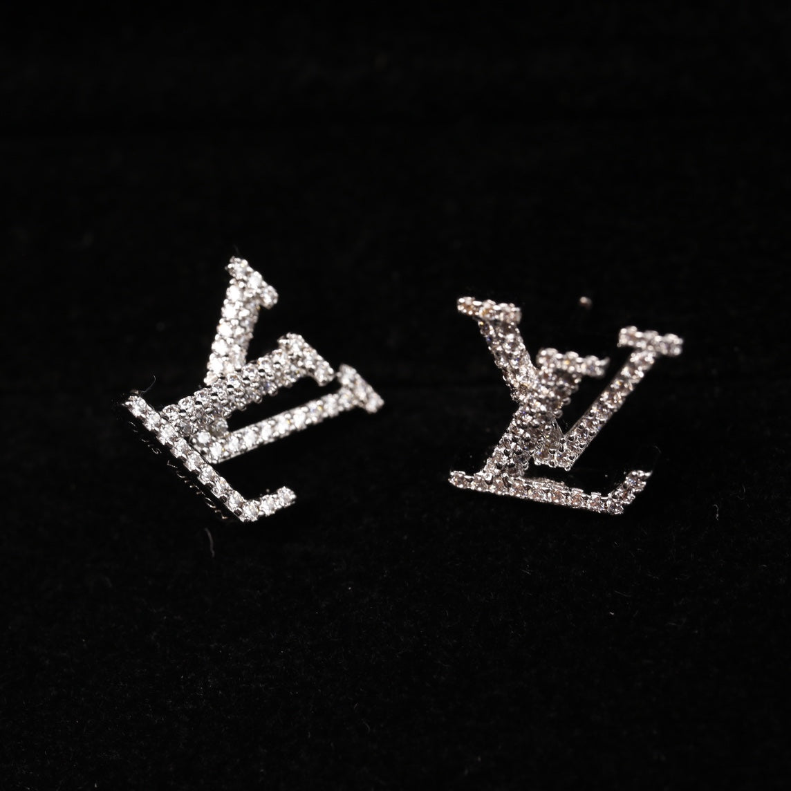 LV Logo Diamond Stud Earrings