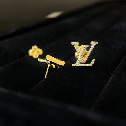 LV Logo Diamond Stud Earrings
