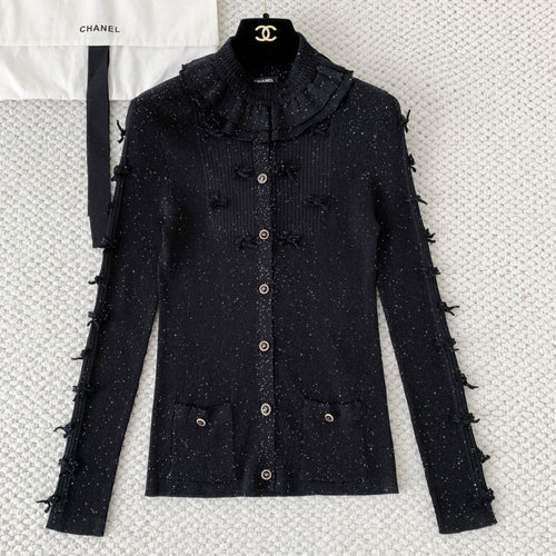 chSilver Bow Knit Cardigan