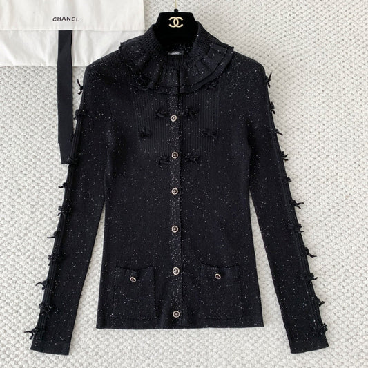 chSilver Bow Knit Cardigan