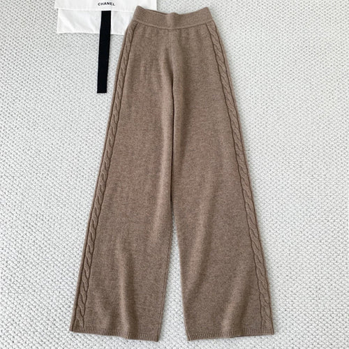Camel Cable Knit Coarsehair Pants