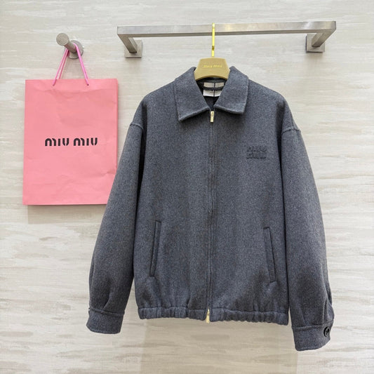 Double-Faced Wool Jacket Retro Preppy Elegance