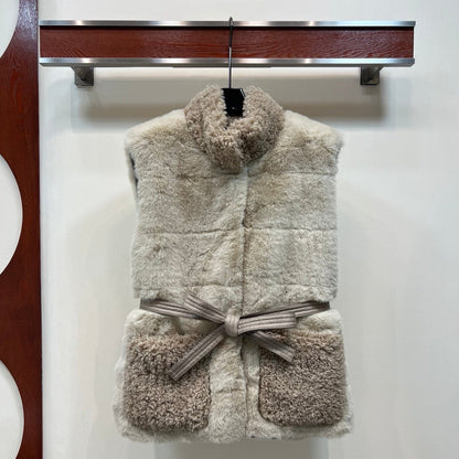 Early Autumn Plush Belted Down Vest Stylish & Unisex