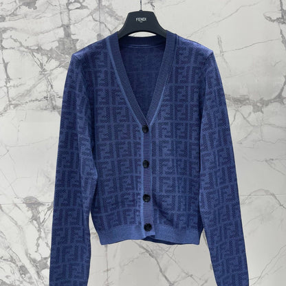 Fendi Embroidered Stretch Linen Blend Cardigan