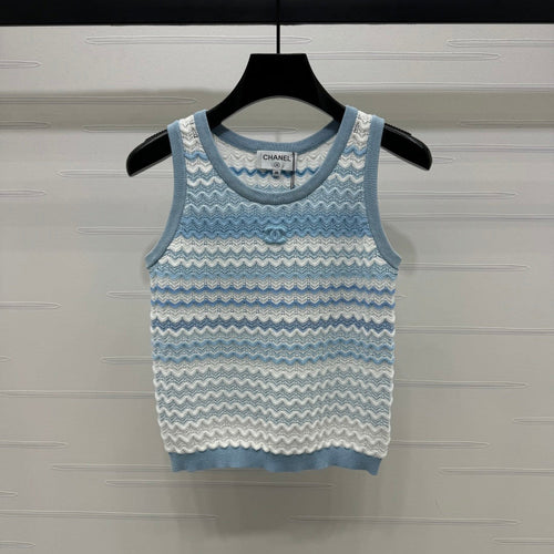 CC 25 Tank Top Baby Blue mix White Polyester 233563
