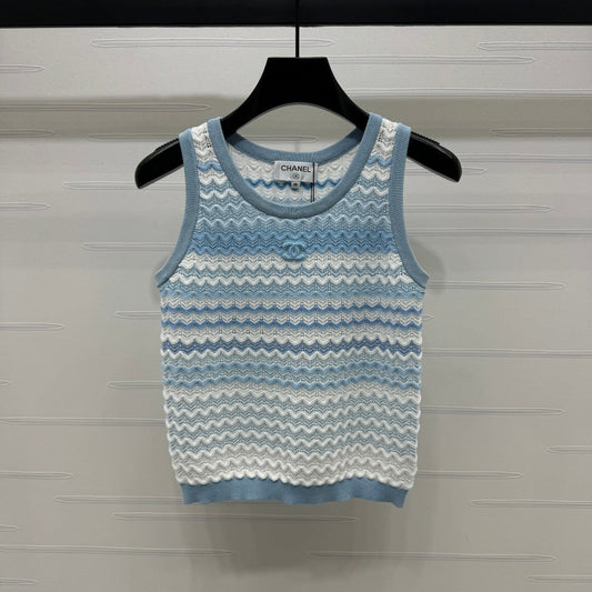 CC 25 Tank Top Baby Blue mix White Polyester 233563