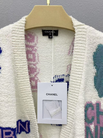 CC SS23 Cream Multicolor Logo Cardigan