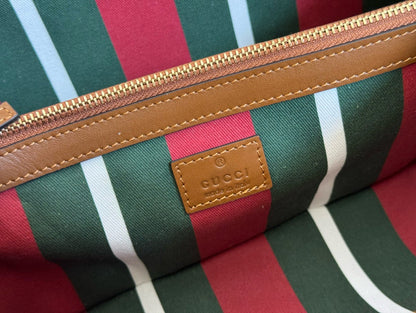 GG Emblem Small Tote Bag Beige Ebony Leather