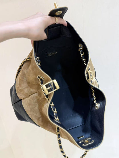 CC Tote bag Black mix Beige Suede Calfskin