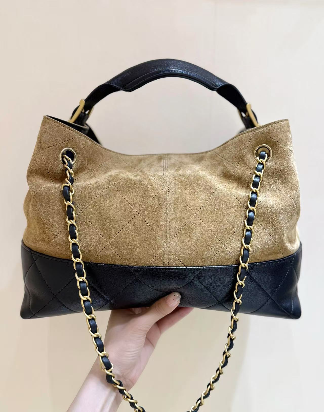 CC Tote bag Black mix Beige Suede Calfskin