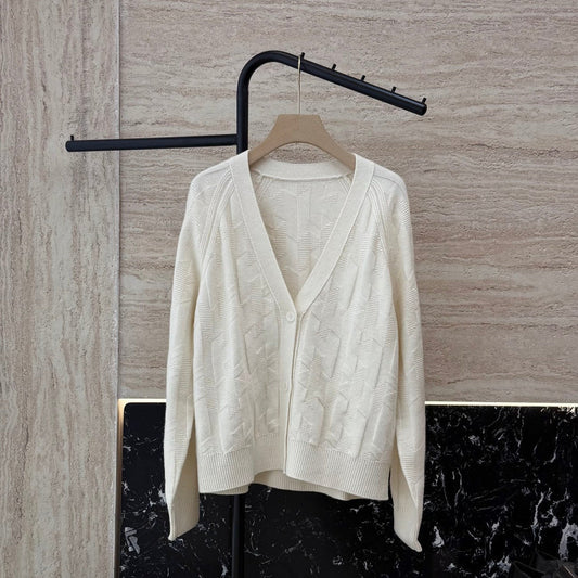 hm100% Wool Coat Knitwear Blue, White & Brown