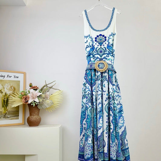 Jersey Tank Maxi Dress with Contrast Skirt