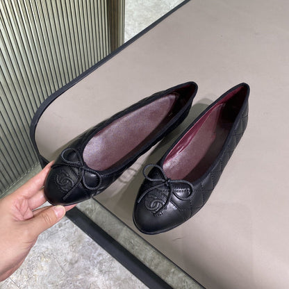 Ballet Flats Black Quilted Lambskin