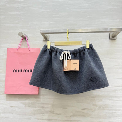 Miu Double-Faced Wool Midi Skirt