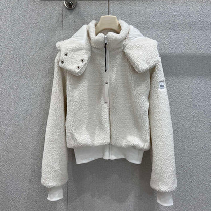 Short Hooded Lambswool Jacket Cozy Cloud Soft