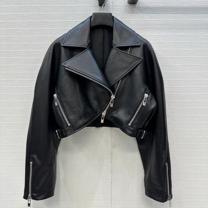 Ultra-Short 100% Lambskin Moto Jacket