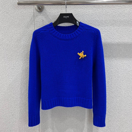 Winter Klein Blue Safety Pin Knit Sweater Soft Cloud