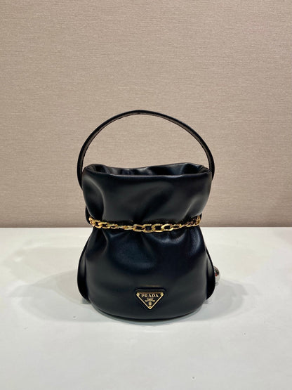 pra Petit Sac Noir Nappa Leather Mini Bucket Bag