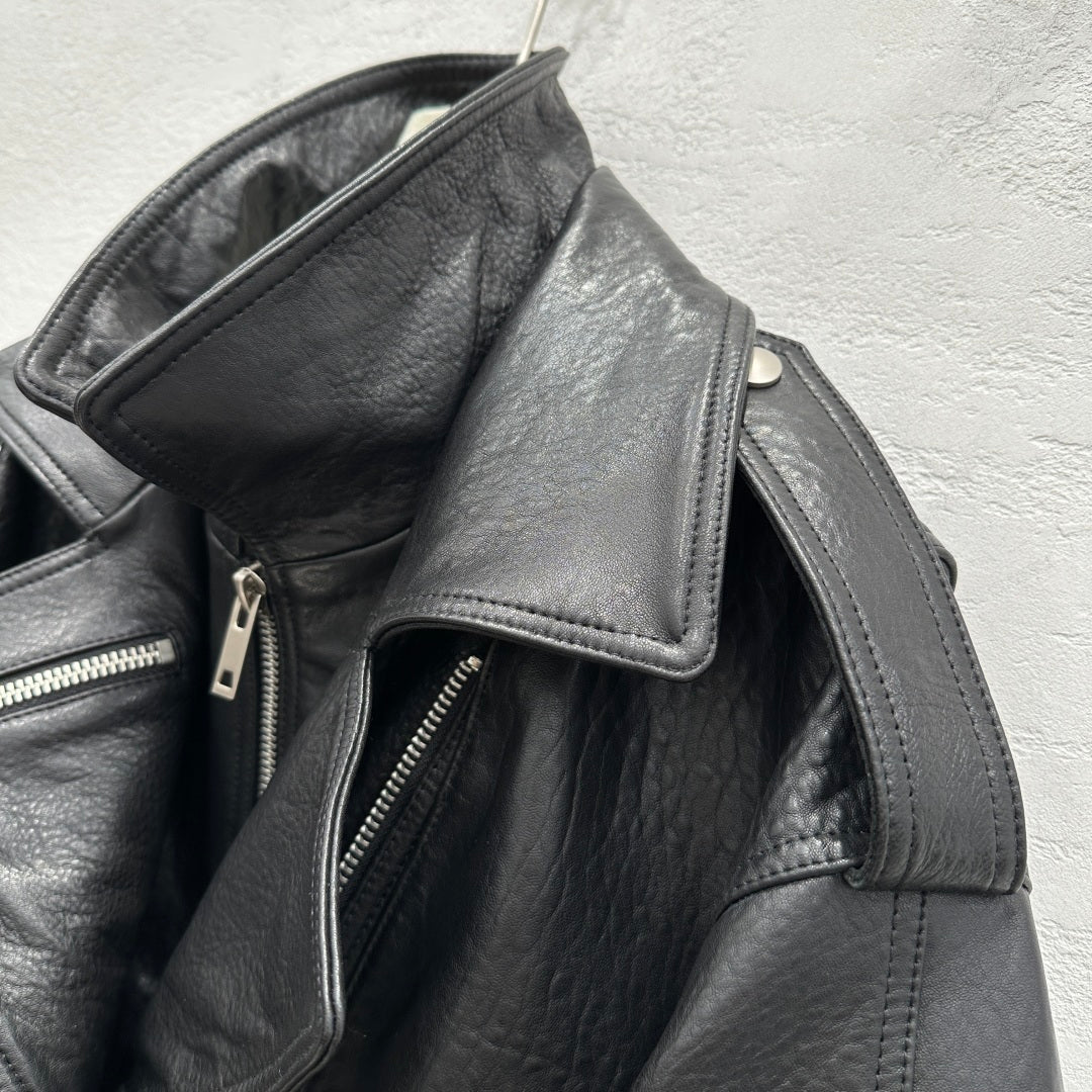 Early Spring Punk Bubble Leather Lambskin Motorcycle Jacket