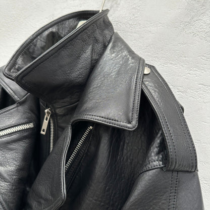 Early Spring Punk Bubble Leather Lambskin Motorcycle Jacket