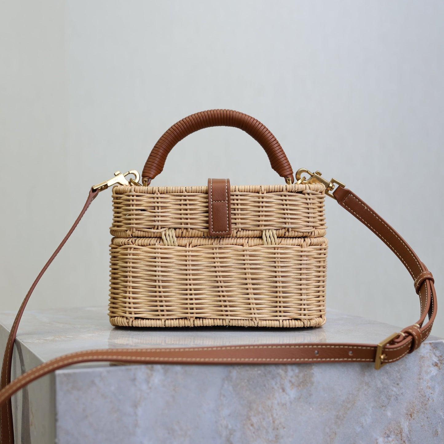 Saint Laurent YSL Vanity Bag in Raffia Wicker