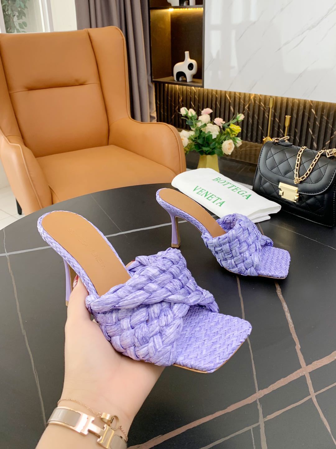 Genuine Leather Women’s Woven Slippers