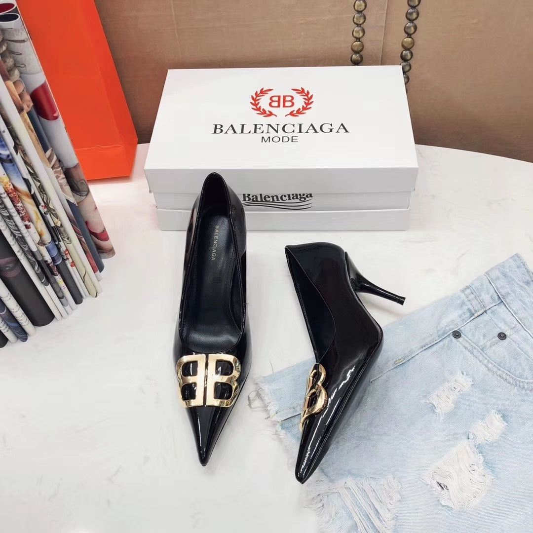 bale Pointed-Toe Double B Buckle Heels – Patent Leather