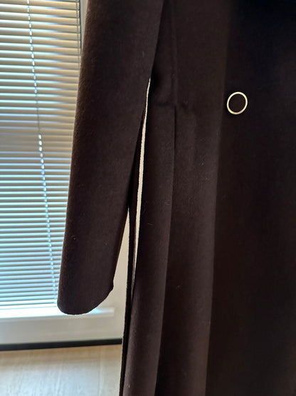 chDark Brown/Black Wool Double-Breasted Coat