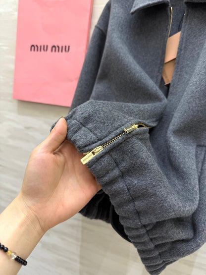 Double-Faced Wool Jacket Retro Preppy Elegance