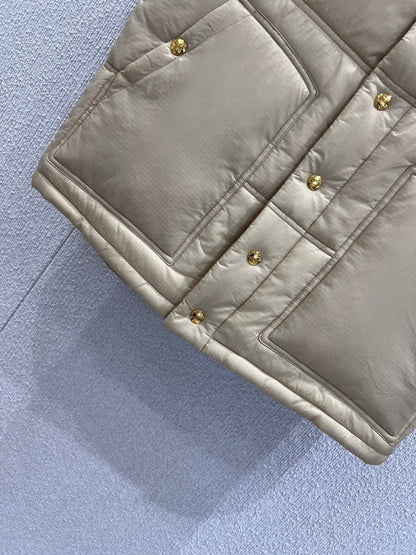 Triumphal Arch Embroidered Cotton Vest Stand Collar