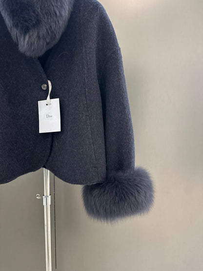 Elegant Fox Fur Coat with Matching Scarf