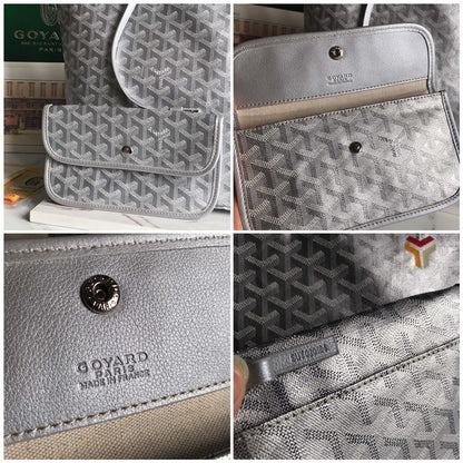 Goyard St. Louis GM Metallic Silver Goyardine Tote Bag