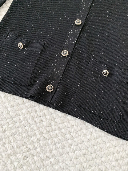 chSilver Bow Knit Cardigan